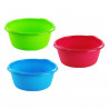 Tradineur - Barreño redondo de plástico con asas, cubo multiusos, recipiente, limpieza, ligero y resistente, labores del hogar,