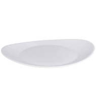 Plato-bandeja ovalada "Gran gusto" fabricado en vidrio opal, ideal para servir postres o aperitivos, apto para lavavajillas. 3 x 26,5 x 31,5 cm