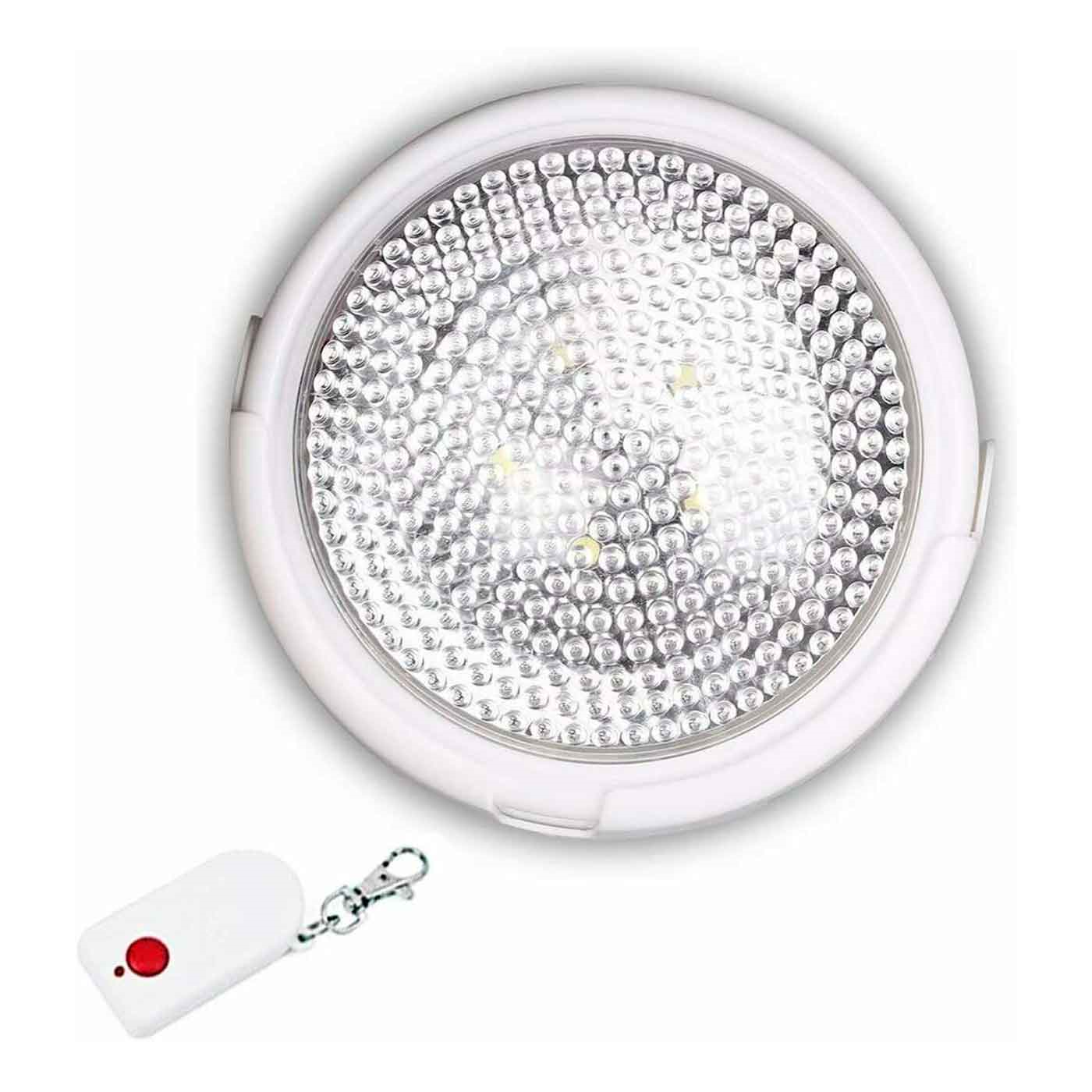 Lámpara LED con mando a control remoto, pilas no incluidas, alcance de 30 m, adaptable a cualquier superficie, diámetro de 12,5 cm