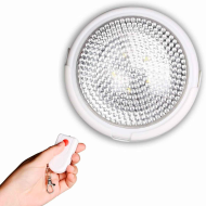 Lámpara LED con mando a control remoto, pilas no incluidas, alcance de 30 m, adaptable a cualquier superficie, diámetro de 12,5 cm