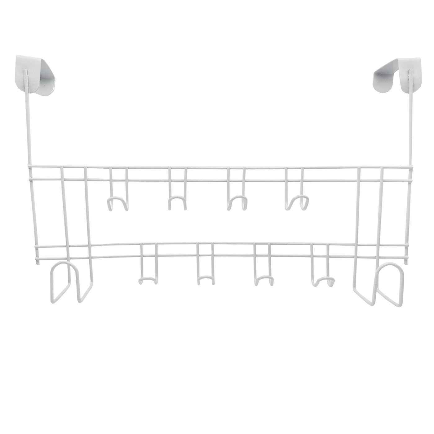 Perchero para puerta de hierro, 10 ganchos, colgador de ropa metálico para baño, dormitorio, cocina, gabinete, cajón, 24 x 39 x 10 cm, blanco