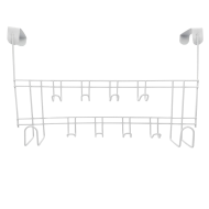 Perchero para puerta de hierro, 10 ganchos, colgador de ropa metálico para baño, dormitorio, cocina, gabinete, cajón, 24 x 39 x 10 cm, blanco