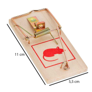 Trampa para raton, fabricado en madera y hierro, control de plagas y protección del jardín. 2 x 5,5 x 11 cm 