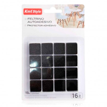 Protectores cuadrados para patas de sillas, mesas o muebles. 16 fieltros adhesivos. Protector adhesivo para patas de muebles, fieltro para sillas de 1,9 x 1,9 cm