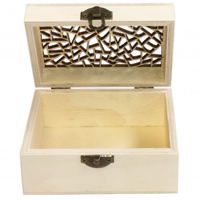 Caja de madera natural rectangular con tapa estilo grieta, cierre metálico, almacenaje objetos, joyas, manualidades, decoración, 6 x 12,8 x 8,8 cm