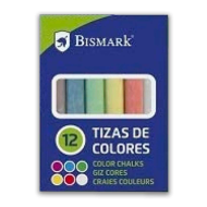 Set de 12 tizas de colores con un portatizas, 6 colores diferentes, portatizas de plástico resistente. Escuela, institutos, enseñaza. 