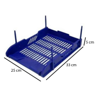 Bandeja apilable de oficina de plástico para oficinas, trabajo, estudio, habitación, hogar y documentación. Color azul. 5 x 25 x 33 cm.