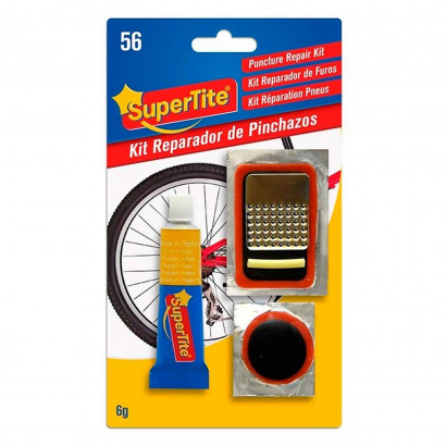 Kit de reparación de pinchazos 6 G, trae parches adhesivos y lija, tanto para piscina, bicicletas, entre otros. 17 x 10 x 1,5 cm