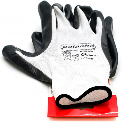 Guantes de trabajo de nylon y nitrilo resistente, protección mecánica, bricolaje, seguridad, jardinería, adulto unisex, gris y blanco, talla 10