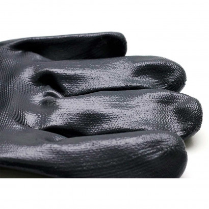 Guantes de trabajo, nylon y nitrilo resistente, protección mecánica, bricolaje, seguridad, jardinería, adulto unisex, gris y blanco, talla 9