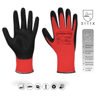 Guantes de trabajo rojos de nylon y nitrilo resistente, protección mecánica, bricolaje, seguridad, jardinería, adulto unisex, rojo y negro, talla 10