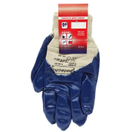 Guantes de trabajo de algodón y nitrilo grueso, protección mecánica, bricolaje, seguridad, jardinería, adulto unisex, azul y blanco, talla 10