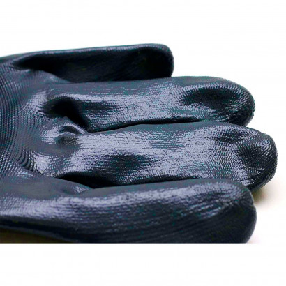 Guantes de trabajo, algodón y nitrilo grueso, protección mecánica, bricolaje, seguridad, jardinería, adulto unisex, azul y blanco, talla 9