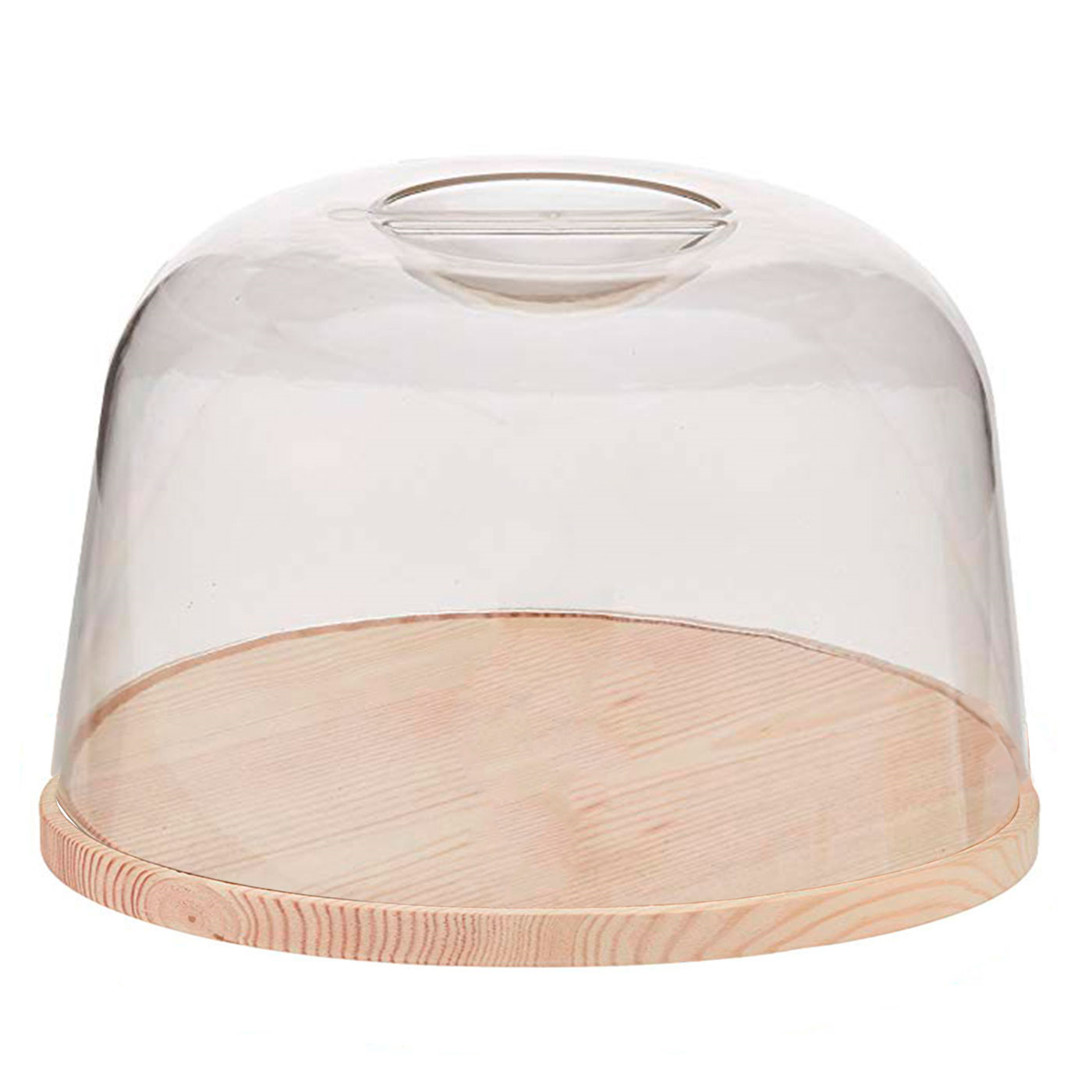 Artema - Quesera redonda, tapa transparente de metacrilato y base de madera, recipiente para guardar queso o embutidos, 22 cm