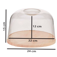 Artema - Quesera redonda, tapa transparente de metacrilato y base de madera, recipiente para guardar queso o embutidos, 22 cm