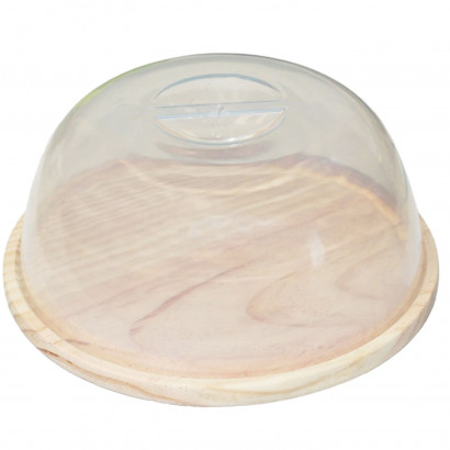 Artema - Quesera redonda, tapa transparente de metacrilato y base de madera, recipiente para guardar queso o embutidos, 22 cm