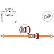 Tensor de amarre con gancho cerrado, cincha, correa con trinquete, cinta de trincaje, eslinga con carraca, peso máximo 3.000 kg, 35 mm x 9,5  m