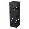 Paragüero cuadrado de metal negro 49 x 15,6 x 15,4 cm, diseño de lluvia, soporte para paraguas con recipiente de plástico, ideal
