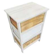 Cajonera blanca de madera con 3 cajones, 58 x 40 x 29 cm, diseño con corazones, torre de ordenación, mueble auxiliar almacenamiento, dormitorio, salón