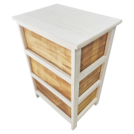 Cajonera de madera blanca con 3 cajones marrones, 58 x 40 x 29 cm, diseño con corazones, torre de ordenación, mueble auxiliar almacenamiento, dormitorio, salón