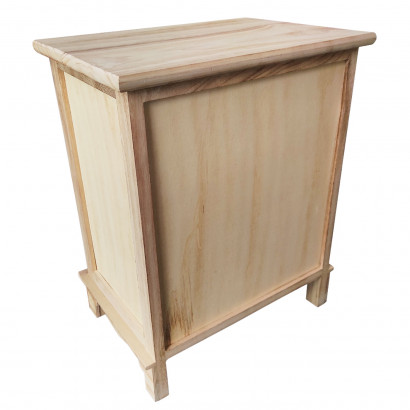 Cajonera de madera natural con 2 cajones, 45,5 x 36 x 26 cm, diseño con rombos azules, torre de ordenación, mueble auxiliar almacenamiento, dormitorio, salón