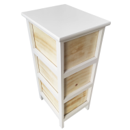 Cajonera blanca de madera, 3 cajones, 62,5 x 26 x 32 cm, diseño con cruces azules, torre de ordenación, mueble auxiliar almacenamiento, dormitorio, salón