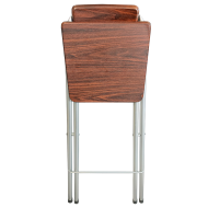 Taburete bar metálico plegable con asiento y respaldo de madera, reposapiés, banqueta, silla, interior, cocina, hogar, color nogal, 100 cm