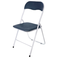 Silla plegable de metal, asiento y respaldo acolchado, gomas antideslizantes, reposapiés, jardín, camping (Gris y blanco, 80 x 43 x 45 cm)