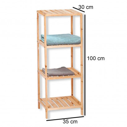 Estantería de madera, 4 niveles, soporte de 4 estantes, ordenación, con instrucciones, fácil montaje, 100 x 35 x 30 cm