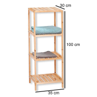 Estantería de madera, 4 niveles, soporte de 4 estantes, ordenación, con instrucciones, fácil montaje, 100 x 35 x 30 cm