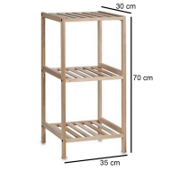 Estantería de madera, 3 niveles, soporte de 3 estantes, ordenación, con instrucciones, fácil montaje, 70 x 35 x 30 cm