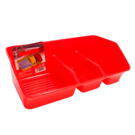 Plastic Forte - Porta estropajos con 3 compartimentos 21,6 x 7,9 x 12,3 cm, color aleatorio, organizador de fregadero, soporte para bayetas, cepillos y estropajos, accesorios de cocina