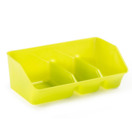 Plastic Forte - Porta estropajos con 3 compartimentos 21,6 x 7,9 x 12,3 cm, color aleatorio, organizador de fregadero, soporte para bayetas, cepillos y estropajos, accesorios de cocina