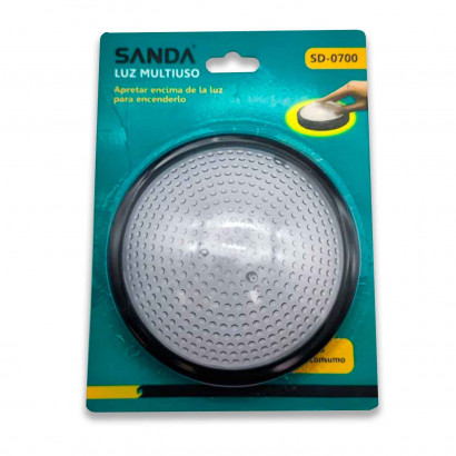 Lámpara LED portátil multiusos, pilas no incluidas, apretar luz para encender, adaptable a cualquier superficie, diámetro de 13,5 cm