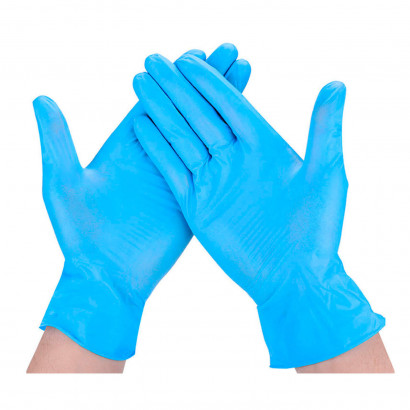 Guantes de nitrilo sin polvo talla L 8-9, Guantes desechables de examen, color azul, 100 unidades