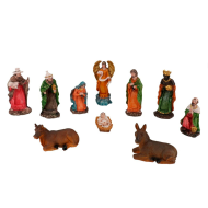 Set de 10 figuras del nacimiento para belén 14 cm, resina, niño Jesús, virgen María, José, buey, mula, reyes magos... figuras decorativas belén navideño, decoración navidad tradicional