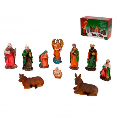 Set de 10 figuras del nacimiento para belén 14 cm, resina, niño Jesús, virgen María, José, buey, mula, reyes magos... figuras decorativas belén navideño, decoración navidad tradicional