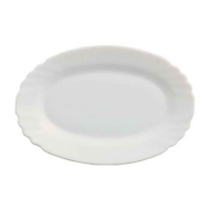 Fuente ovalada fabricada en vidrio opal, ideal para servir postres, aperitivos o comidas, apto para lavavajillas. 2 x 15 x 22 cm