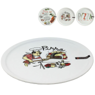 Plato de pizza redondo de color blanco con diseños distintos y divertidos, de 30 cm de diámetro Recipiente de cerámica para servir comida, especial para pizzas, con diseños surtidos,