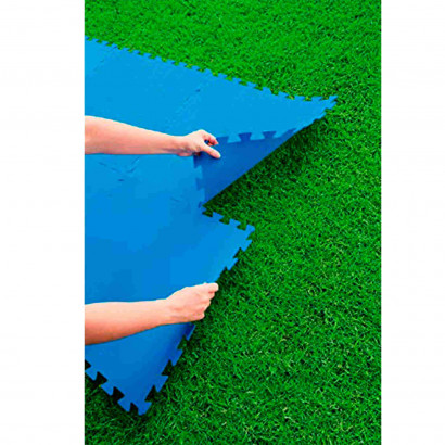 Protector de suelo para piscina, set de 9 piezas de 50 x 50 cm, color azul, 4 mm de grosor. Tapete, alfombra puzzle protectora, 2.25 metros cuadrados