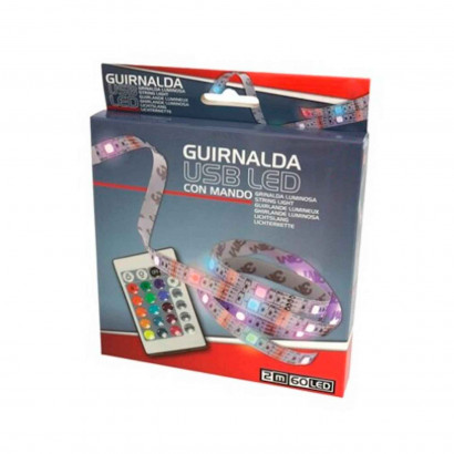 Gerimport - Guirnalda de 2 metros, con 60 leds con modelo de colores rgb, con conexión usb y mando a distancia. Cinta luminosa para la decoración del hogar con distintos juegos de luces