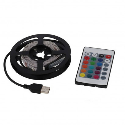 Gerimport - Guirnalda de 2 metros, con 60 leds con modelo de colores rgb, con conexión usb y mando a distancia. Cinta luminosa para la decoración del hogar con distintos juegos de luces