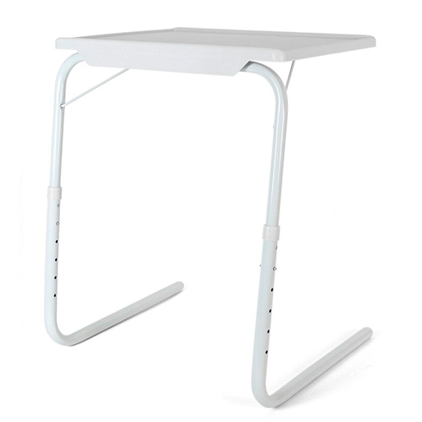 Mesa auxiliar plegable ajustable 52 x 40 x 72 cm, regulable en inclinación y altura, mesa multifuncional ligera, ideal para comer, leer, salón, dormitorio (Blanco)