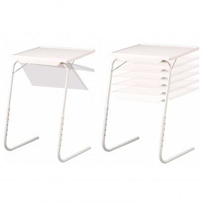 Mesa auxiliar plegable ajustable 52 x 40 x 72 cm, regulable en inclinación y altura, mesa multifuncional ligera, ideal para comer, leer, salón, dormitorio (Blanco)