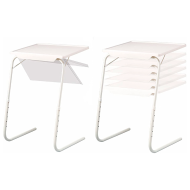 Mesa auxiliar plegable ajustable 52 x 40 x 72 cm, regulable en inclinación y altura, mesa multifuncional ligera, ideal para comer, leer, salón, dormitorio (Blanco)