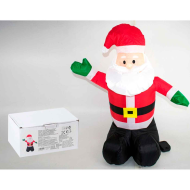 Papá Noel hinchable a pilas, santa claus inflable, decoración de Navidad, válido para interior, fiestas, celebracioses navideñas, poliéster, 80 cm