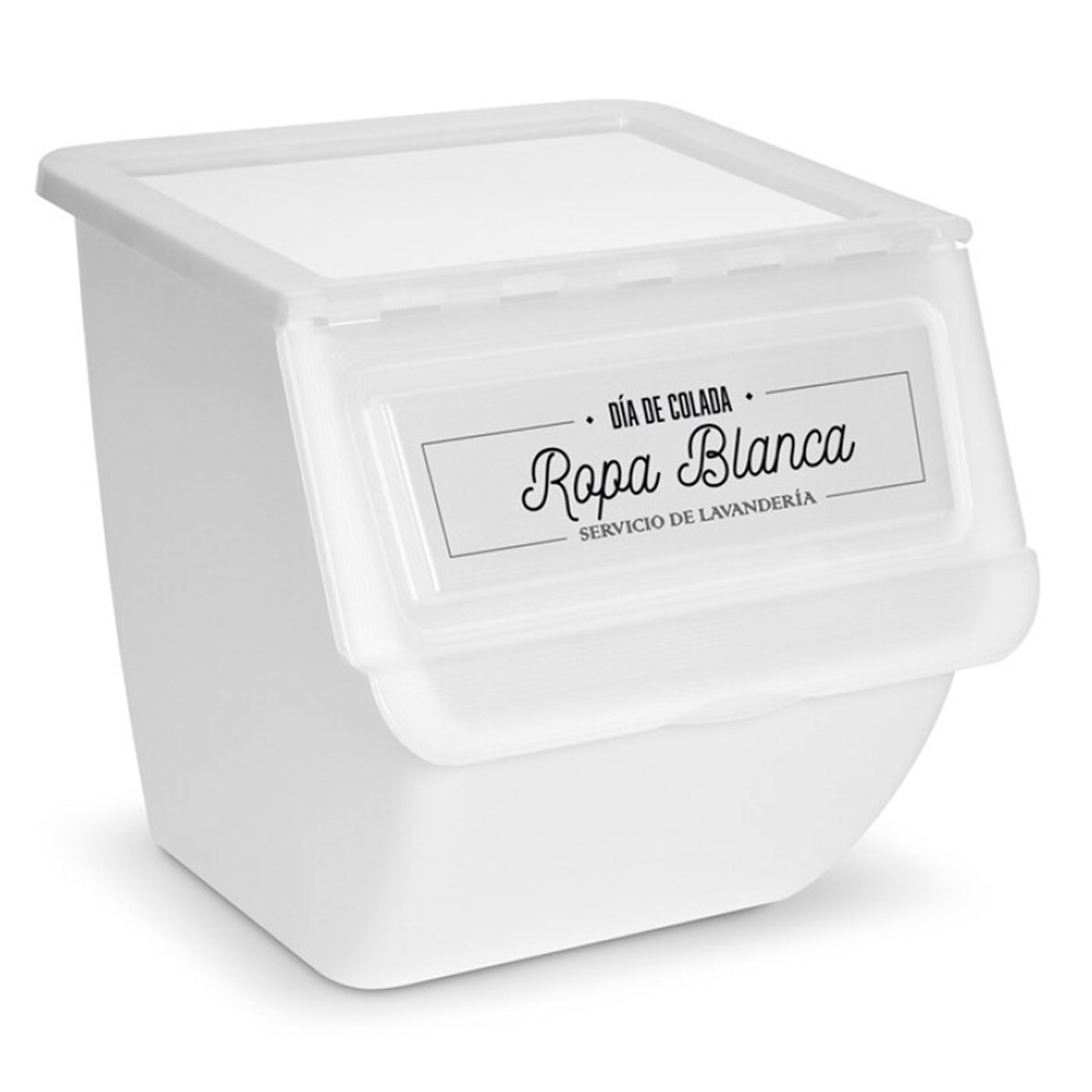 Contenedor de plástico apilable con ruedas, organizador de ropa sucia, caja de almacenamiento para colada (Ropa blanca, 36 litros, 36 x 38,5 x 38 cm)