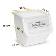 Contenedor de plástico apilable con ruedas, organizador de ropa sucia, caja de almacenamiento para colada (Ropa blanca, 36 litros, 36 x 38,5 x 38 cm)