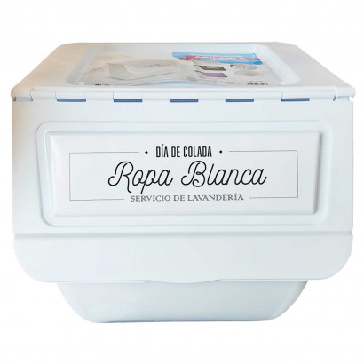 Contenedor de plástico apilable con ruedas, organizador de ropa sucia, caja de almacenamiento para colada (Ropa blanca, 36 litros, 36 x 38,5 x 38 cm)