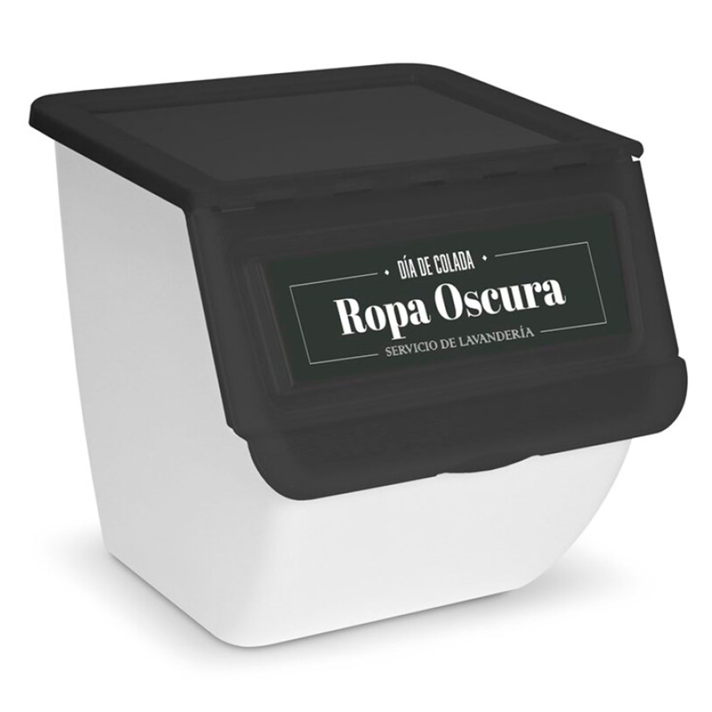 Contenedor apilable de plástico con ruedas, organizador de ropa sucia, caja de almacenamiento para colada (Ropa oscura, 36 litros, 36 x 38,5 x 38 cm)